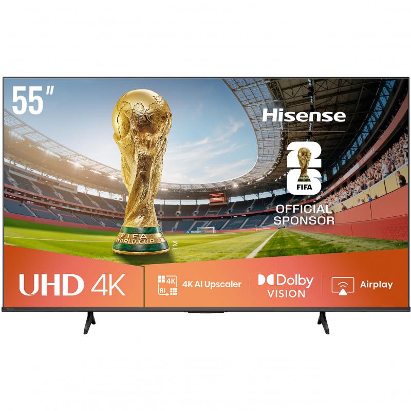 Hisense 55" Smart TV, 4K LED, 60 Hz, Black, E6Q