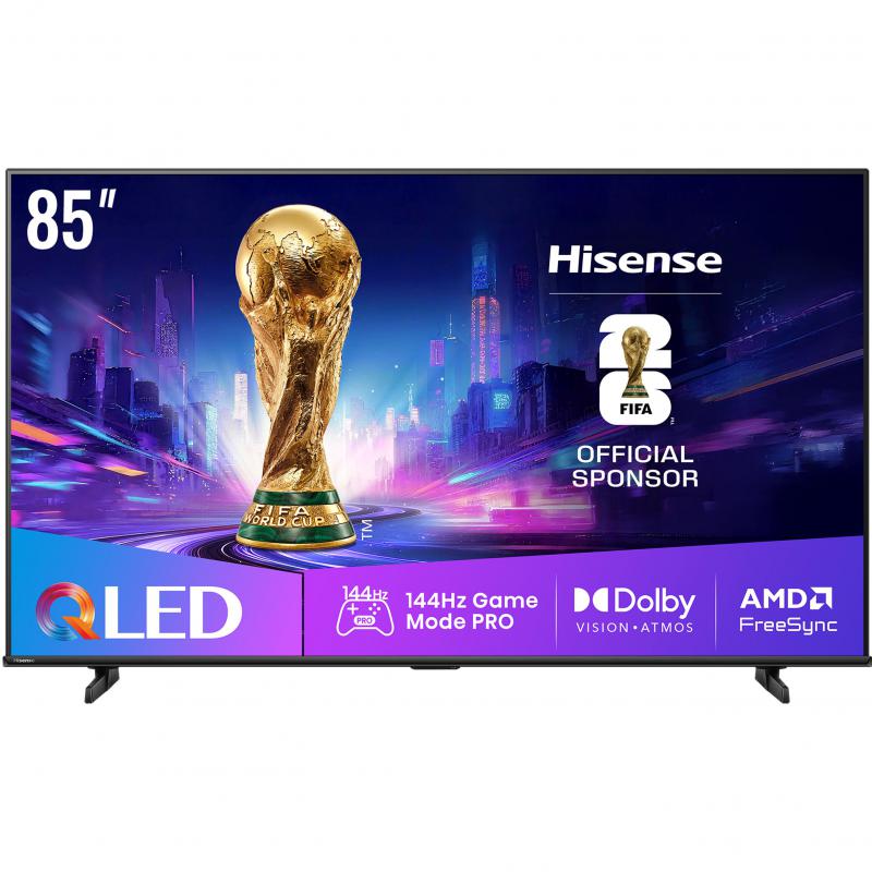 Hisense 85" Smart TV, 4K QLED, 144 Hz, Black, E8Q